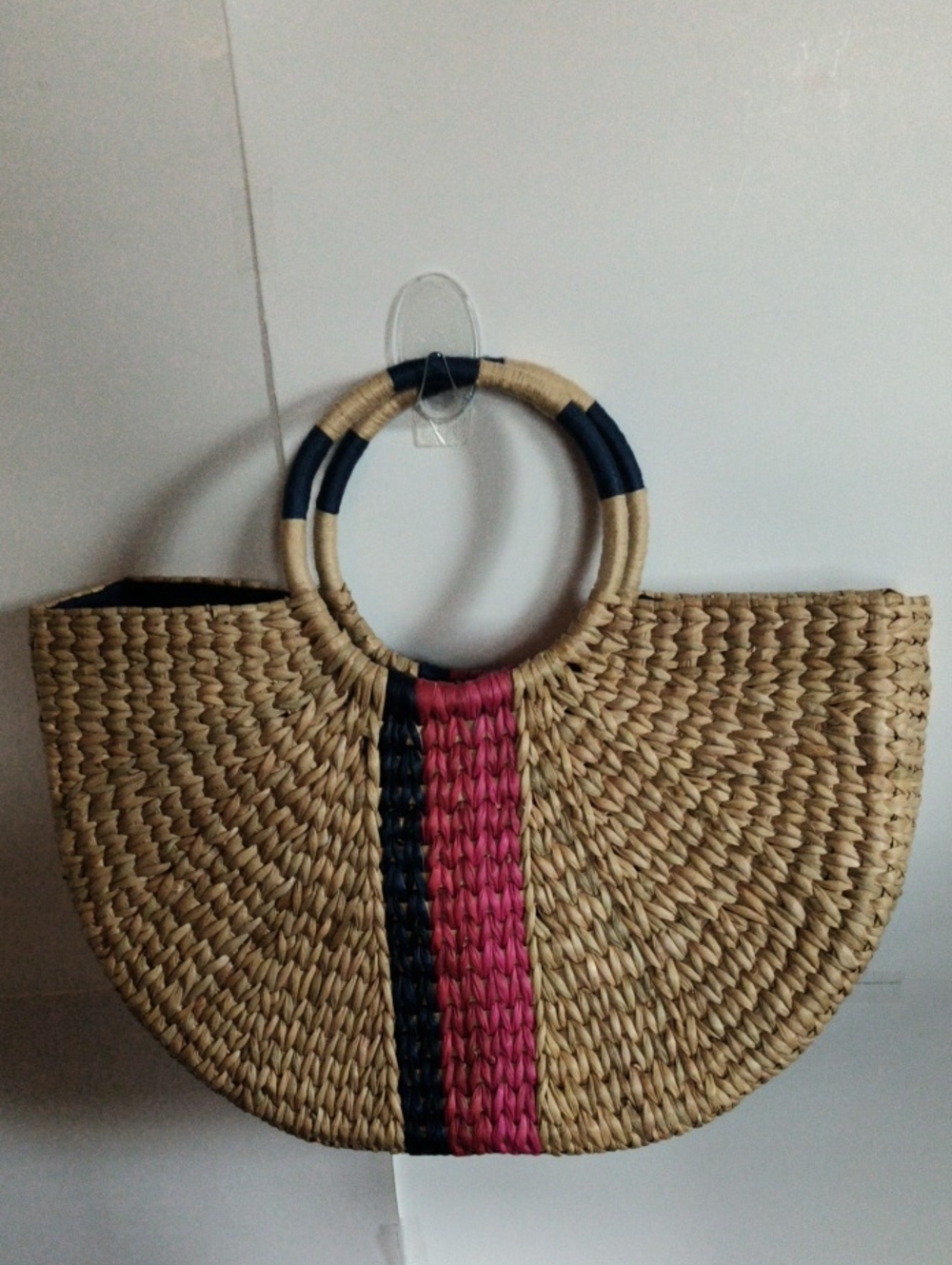 Boden Woven Large Straw Cleopatra Oval Bag With Circular Handle - Picture 3 of 7